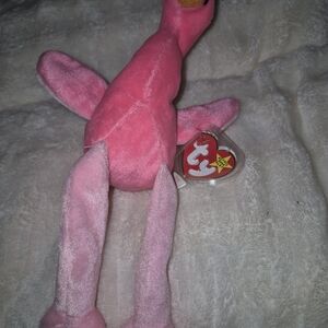 Ty Pink Plush Flamingo with Heart Tag - Bright Pink